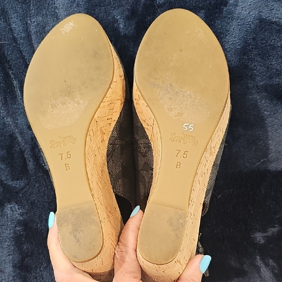 Coach Black and Tan Wedge Slingback Peep-Toe - Picture 7 of 7